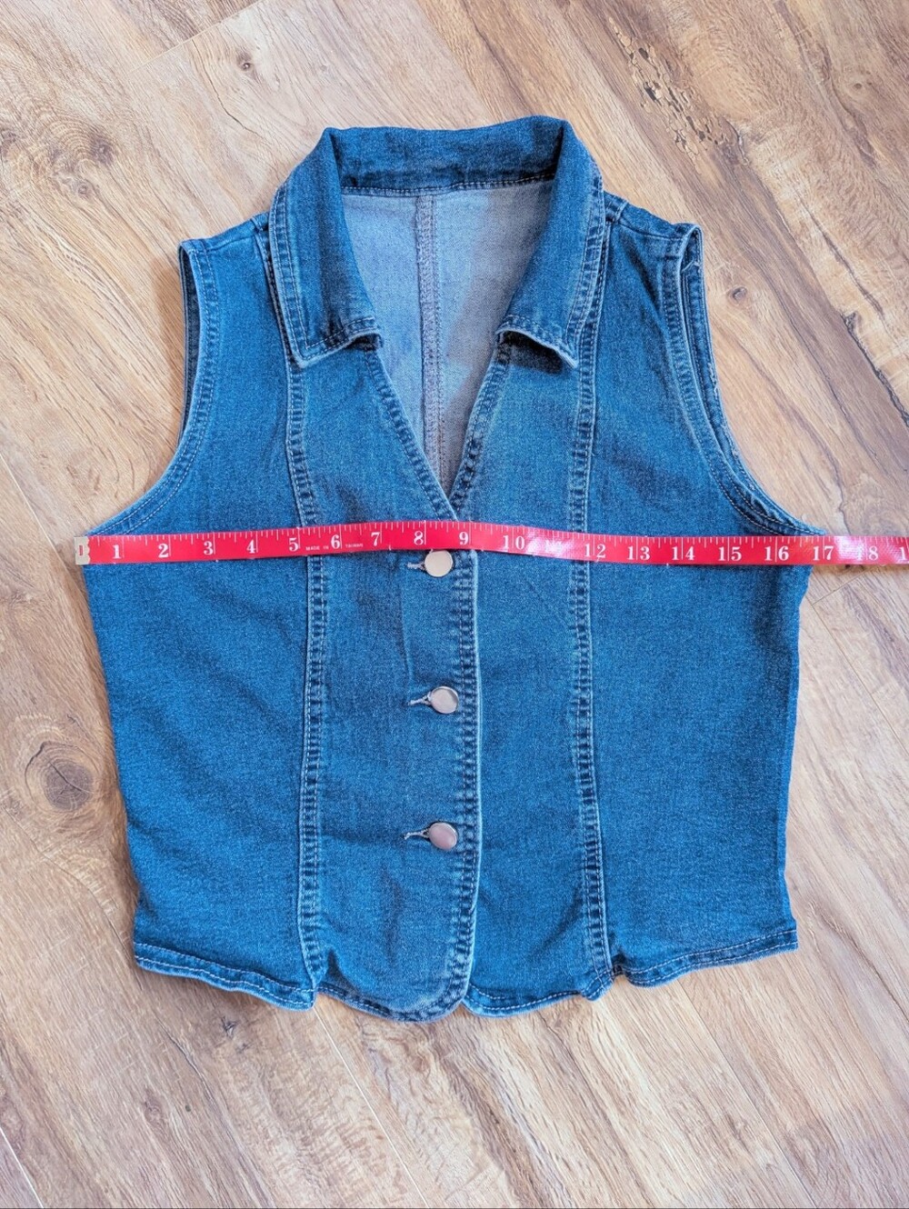 Stretchy Blue Denim Vest, Large
